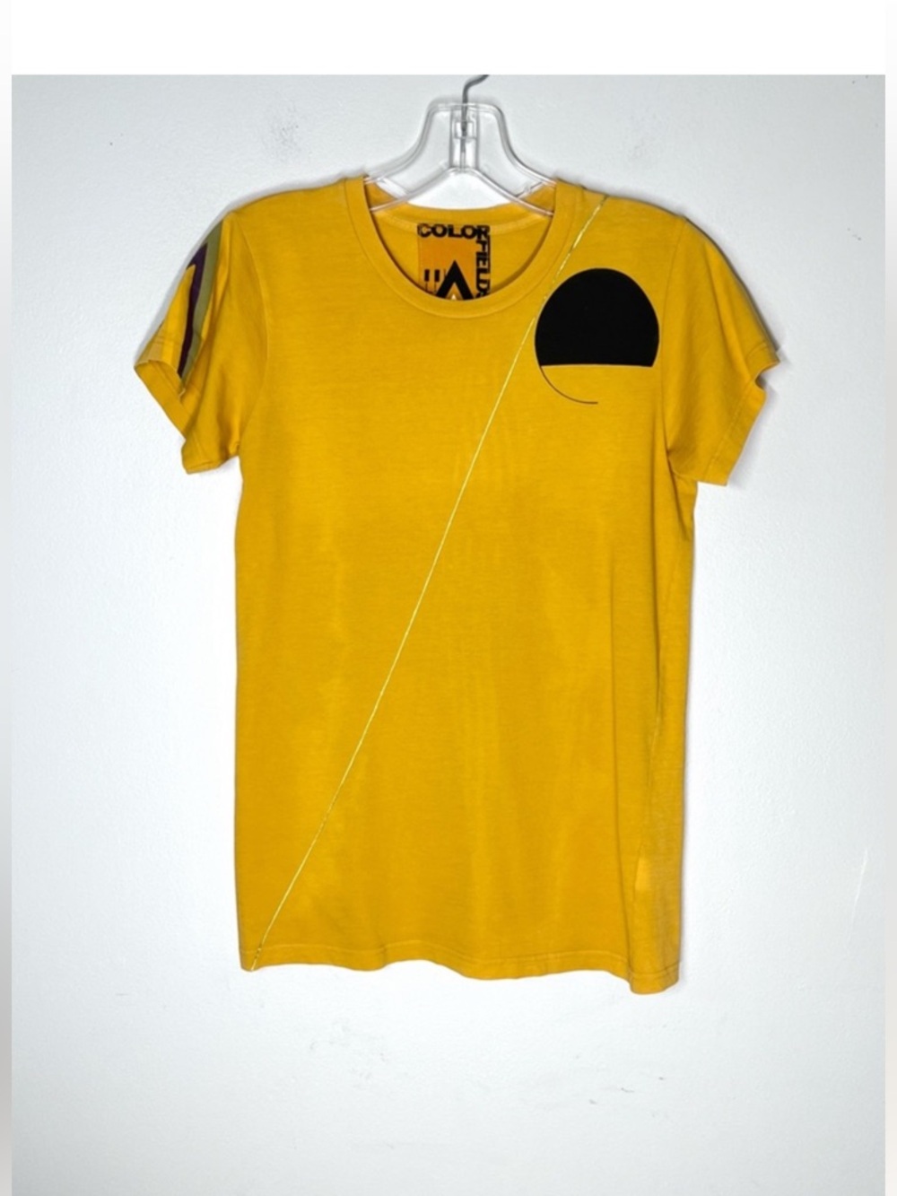 Freecity Golden Line Short Sleeve Tee in Yellow Sz XS